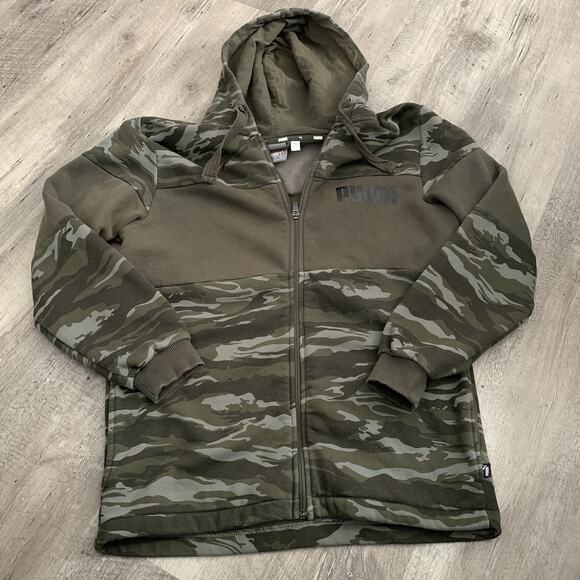 Puma SE Way 1 Hoodie Mens Small DE-91074 Herzogenaurach Green/Camouflage Gray - Picture 1 of 7
